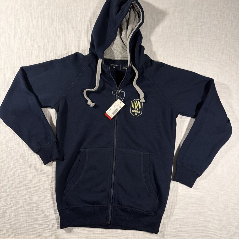 NWT Men’s Antigua Navy Long Sleeve Size Small Nashville SC MLS Full Zip Hoodie